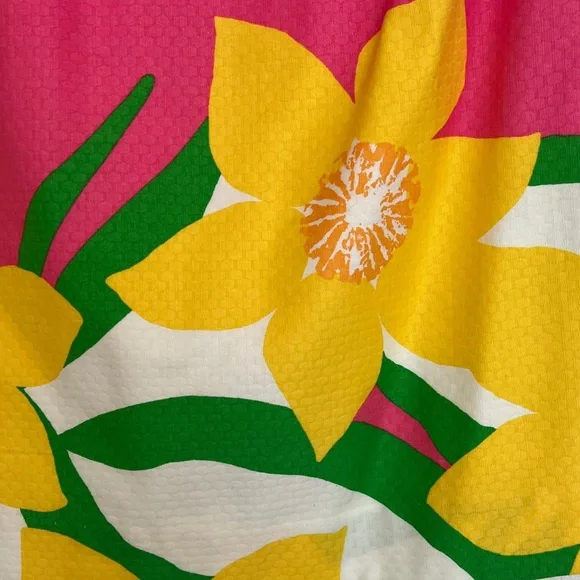 Lilly Pulitzer Strapless Pink Mini Cotton Dress with Yellow Floral Hem - Picture 5 of 14